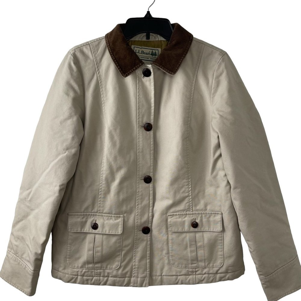 L.L. Bean Vintage Khaki Insulated Quilted Barn Field Jacket Coat Women's